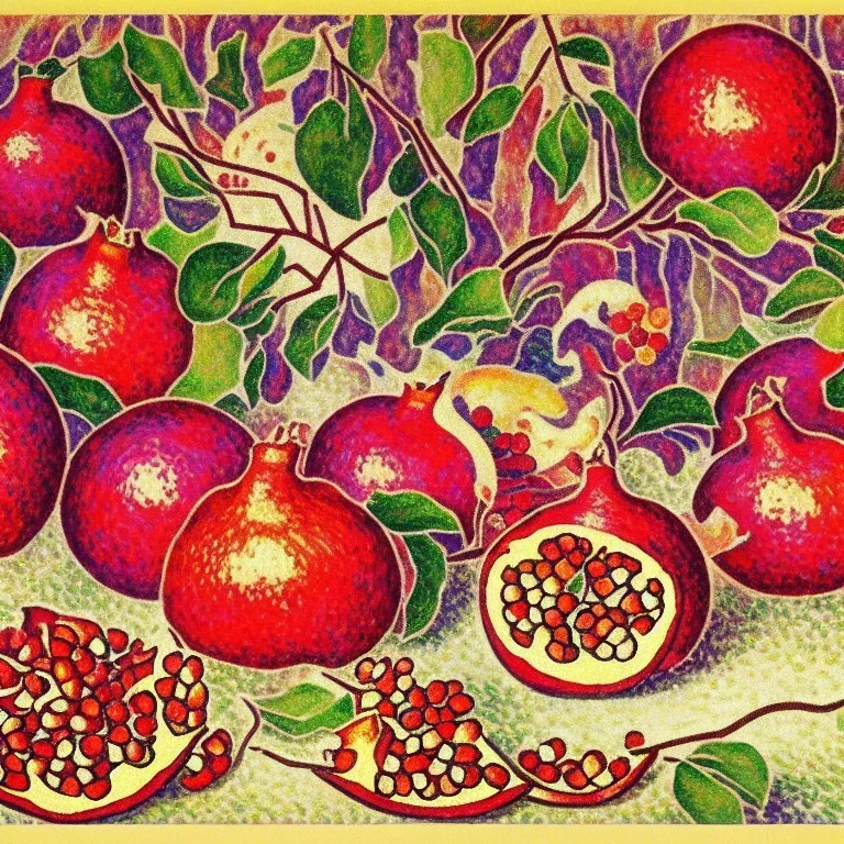 pomegranites in style of signac