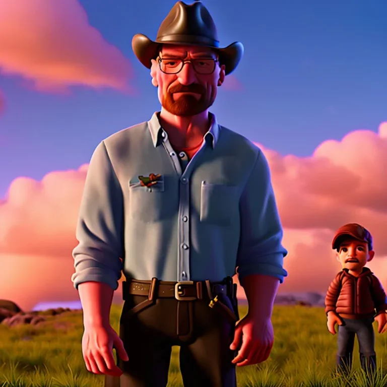 Walter White and his family, 8k, realistic face, with a fedora, sunset background, zombies.