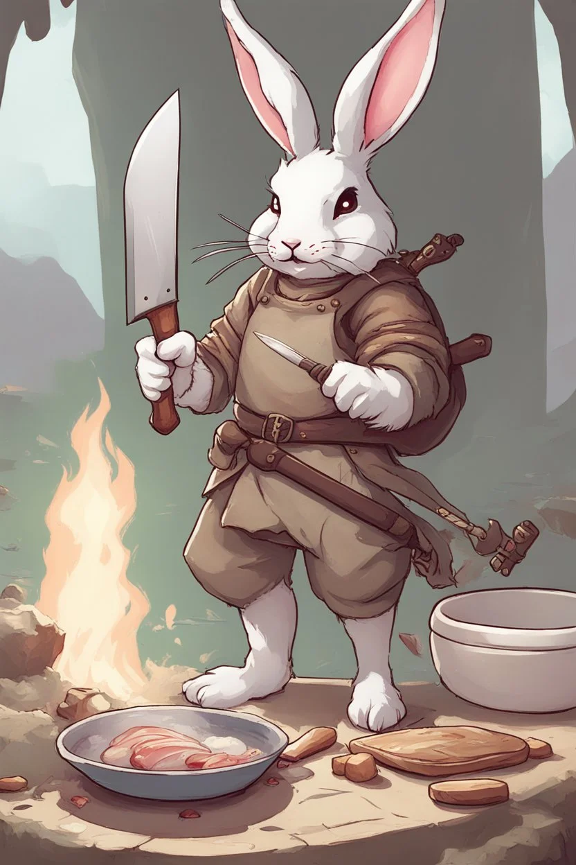 holy bunny with cooking knife dnd art adventurer