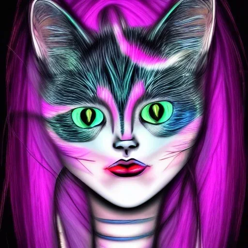 catgirl, trippy eyes,