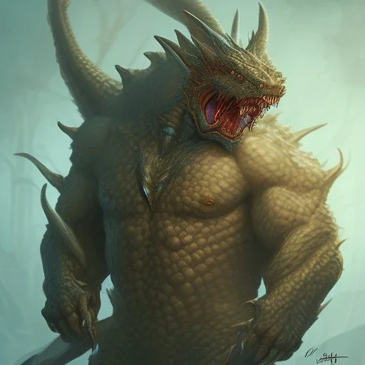 dragonorc dragonteeth sharp wild beast monster dragon dnd rutkowski kinkade artgerm