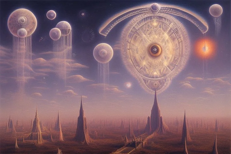 a surreal noctilucent city with arches, domes and rivers by artist "Leonora Carrington",by artist "Agostino Arrivabene",by artist David Inshaw"