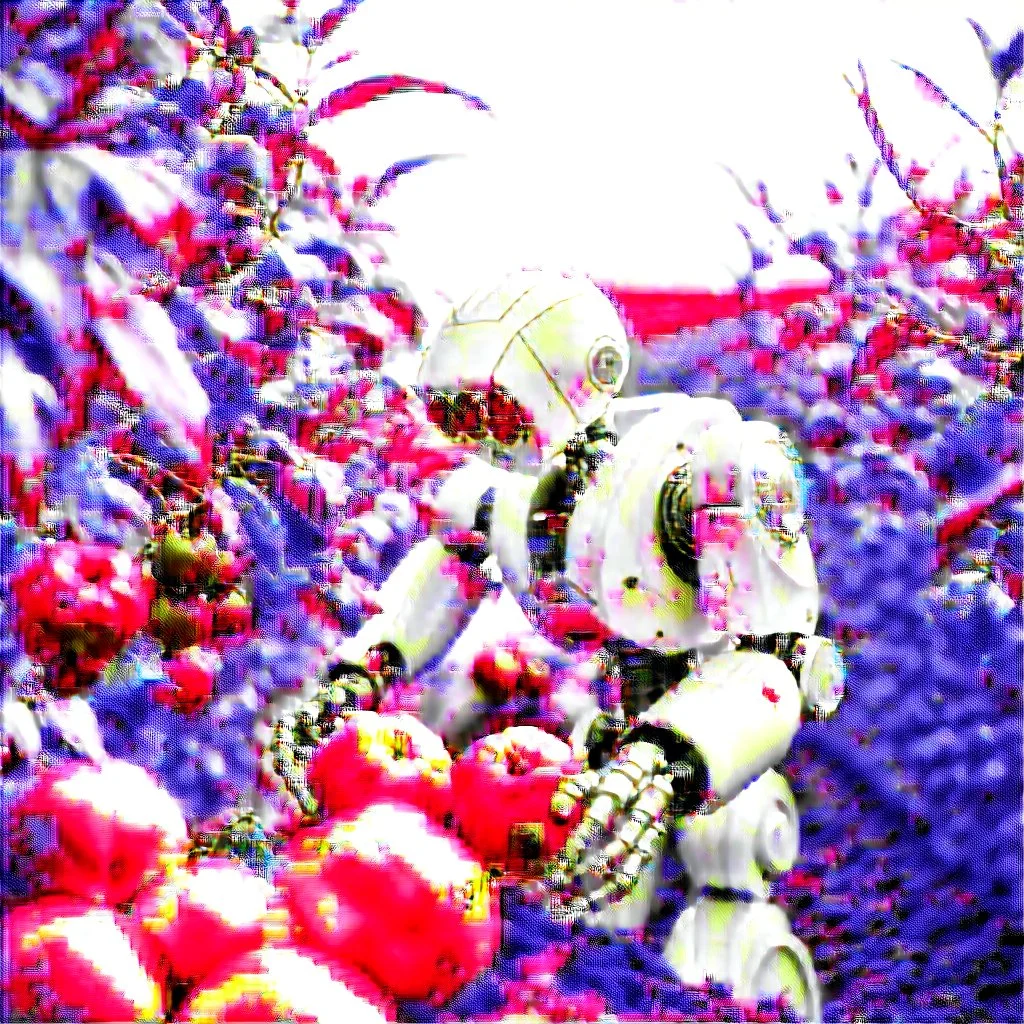 Robot picking fruit.