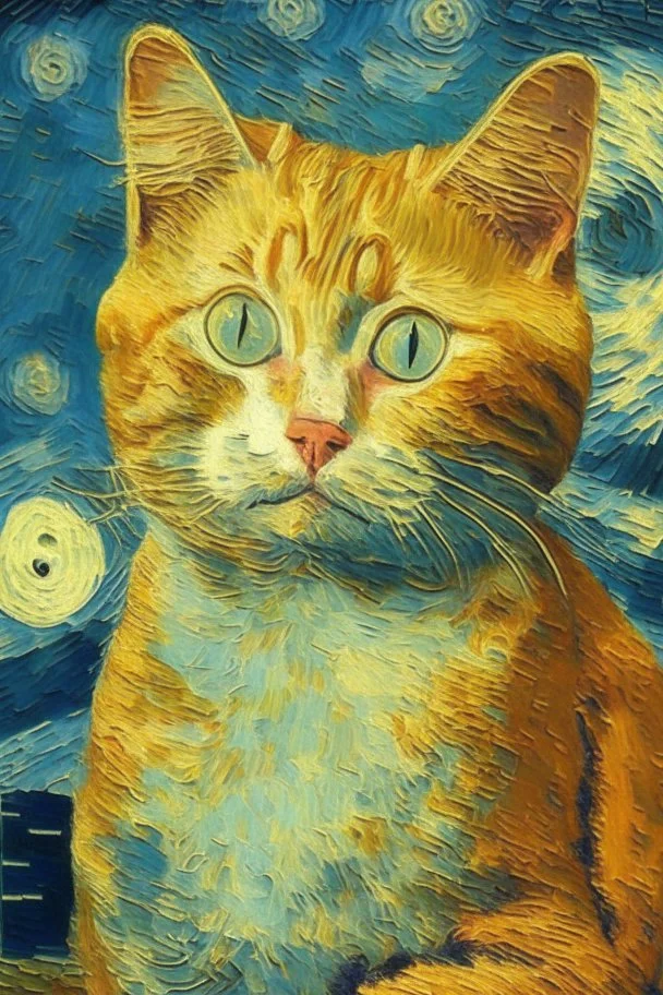 Portrait of a cat by Van Gogh