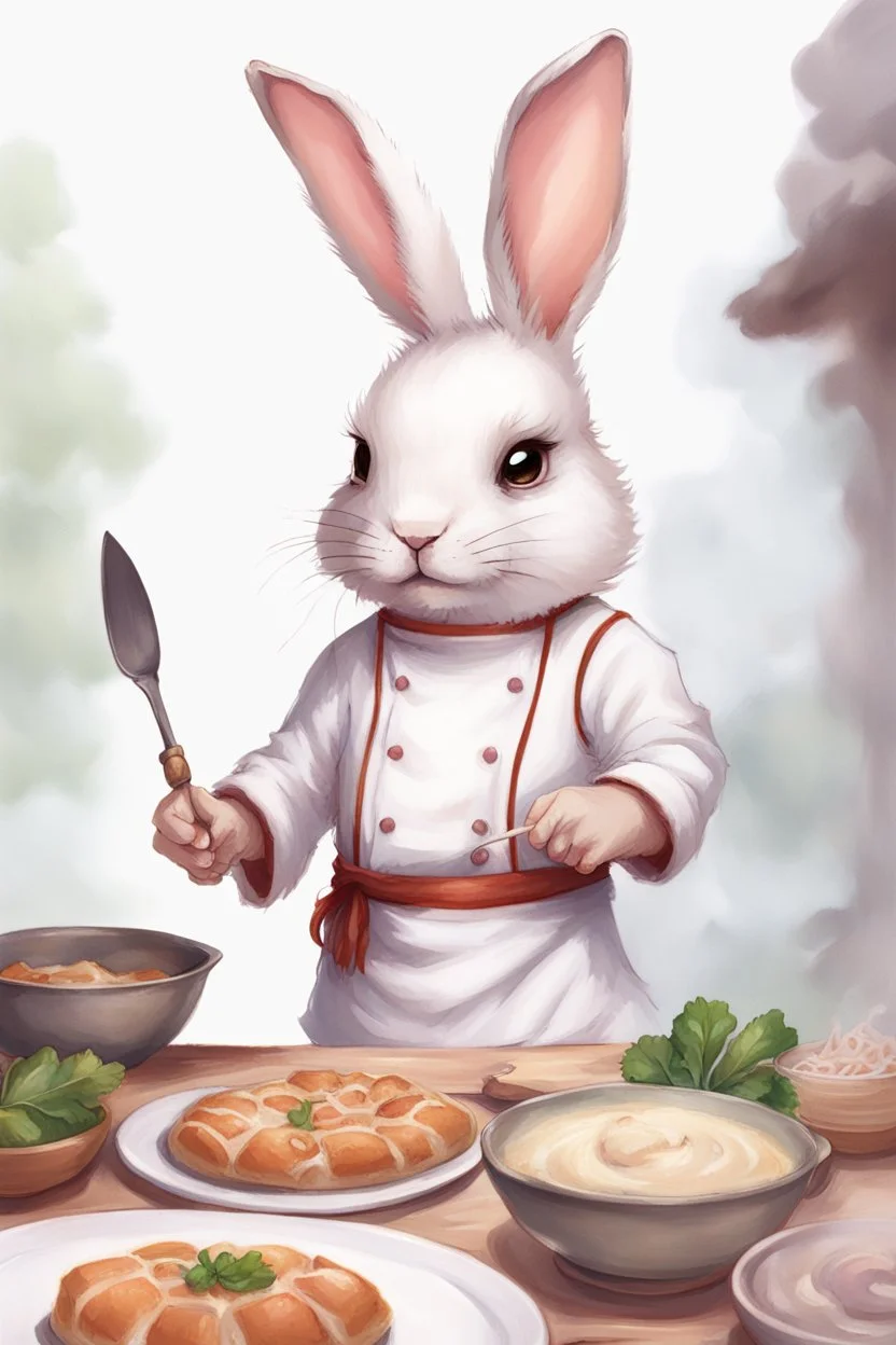 Cute bunny adventurer chef dnd art realism