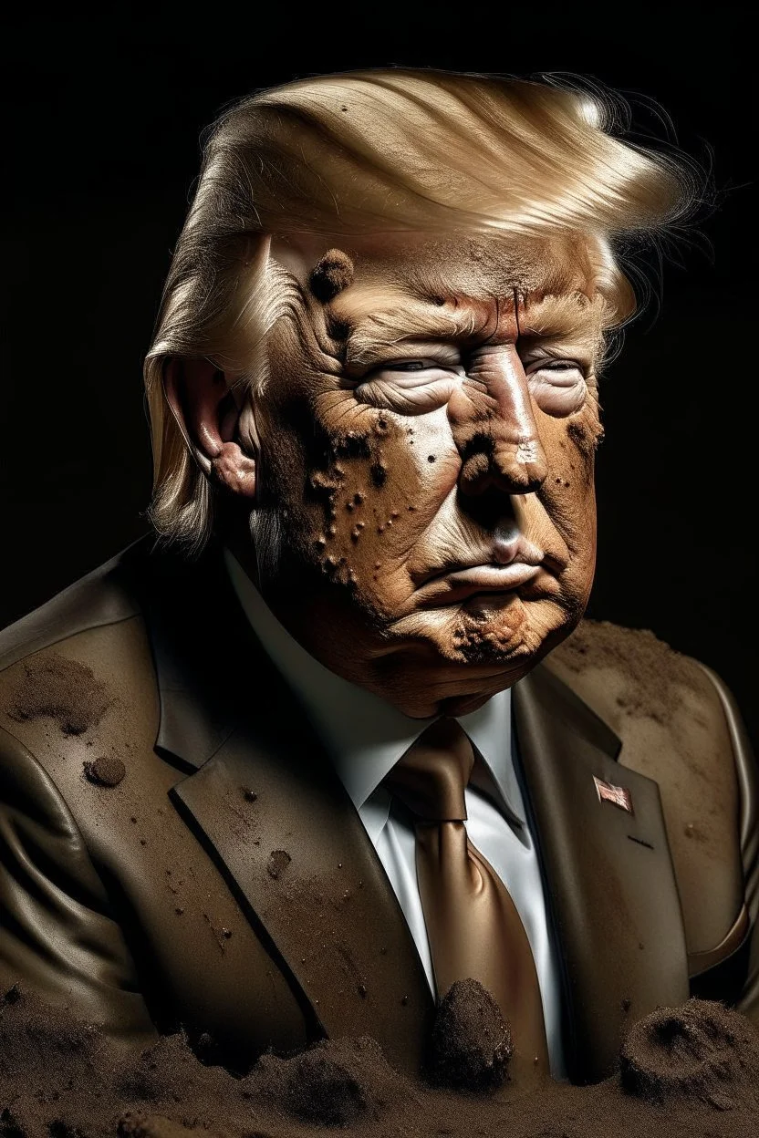 president donald trump as a pig covered in feces