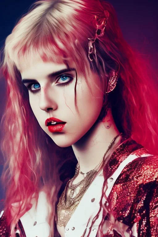 danish singer mø, high light , red tones,