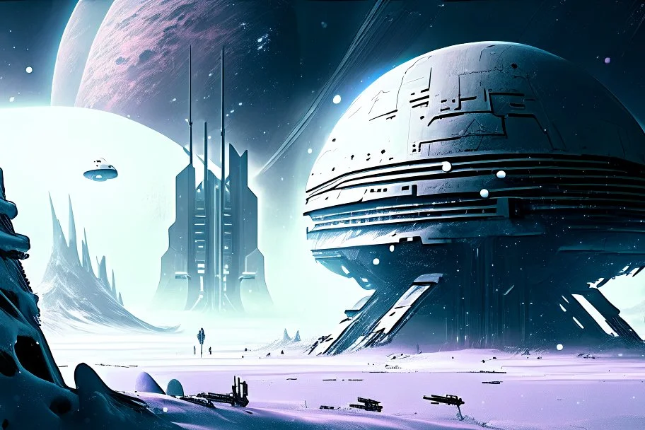 Modern Colony, Alien Planet, Winter, Cold, Blizzard, Distant Planet, Spaceship,