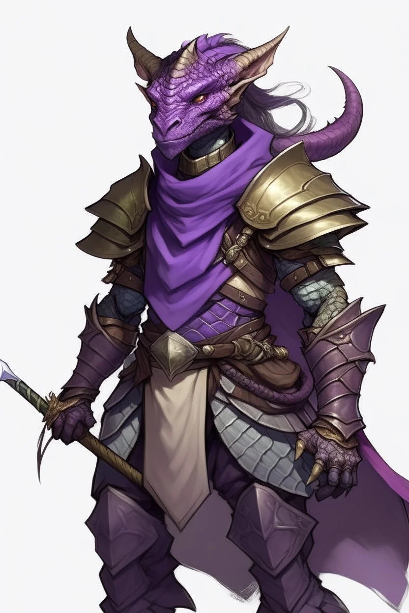 youthful attractive purple iridescent dragonborn ranger dnd