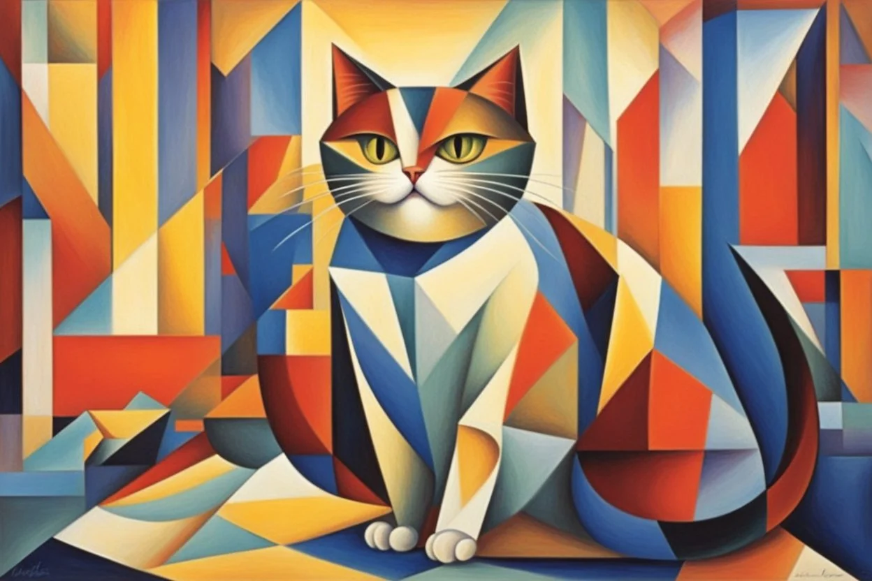 cute cat Weight:1 abstract cubism Euclidean Georgy Kurasov Albert Gleizes Weight:0.9 in sunshine