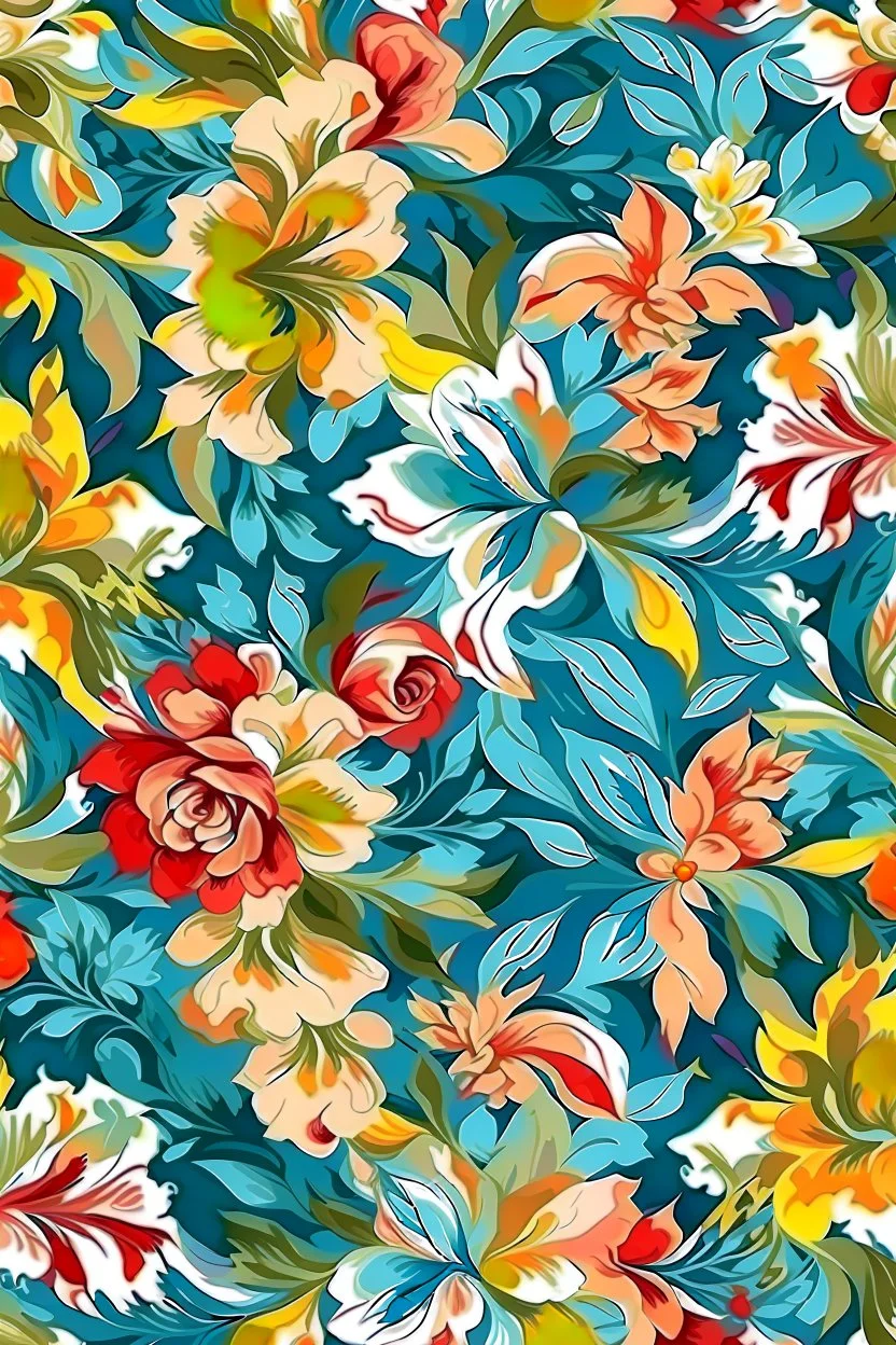 flowers floral pattern in the style of Pierre-Auguste Renoir