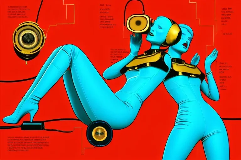 Golden to cyan surfaces body, latex. Tendril-Synthesizer. partly coverage metallic. Hot Russian military girls, trooping rebels. Old-fashioned cameras integrated to heads. Strange Steam-punk telephones! Dystopia perfect body. Red 4D-tiling. Partly symmetrical in relation to big machines. Perfect golden ratio in all directions. Time-space-corruption. Steam-machines in 5th dimension. Tessellation in all three dimensions. Paranoid, oppressive atmosphere. Soviet propaganda. Egyptian, egypt.