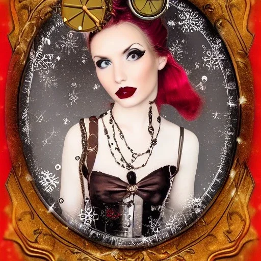 Christmas Steampunk Lady portrait with steampunk hair