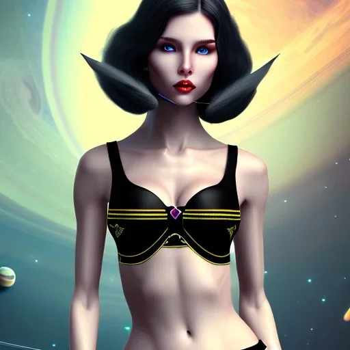 black hair lady archer bra on Saturn