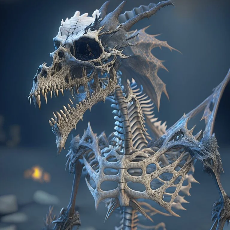 skeleton zombie dragon, unreal engine 5, 8k resolution, photorealistic, ultra detailed