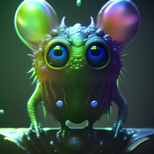 Cute Fluid ink creature, big eyes, unreal engine 5, 8k resolution, photorealistic, ultra detailed