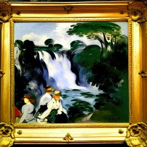 Waterfalls, clouds, edouard manet painting