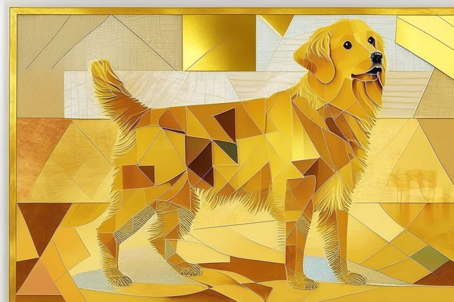 style of paul klee Golden retriever dog