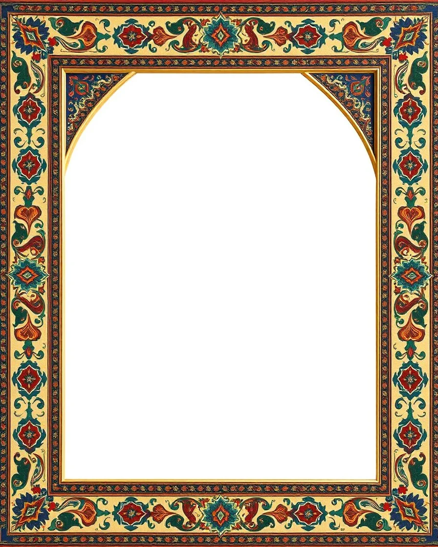 empty photo frame persian art no background