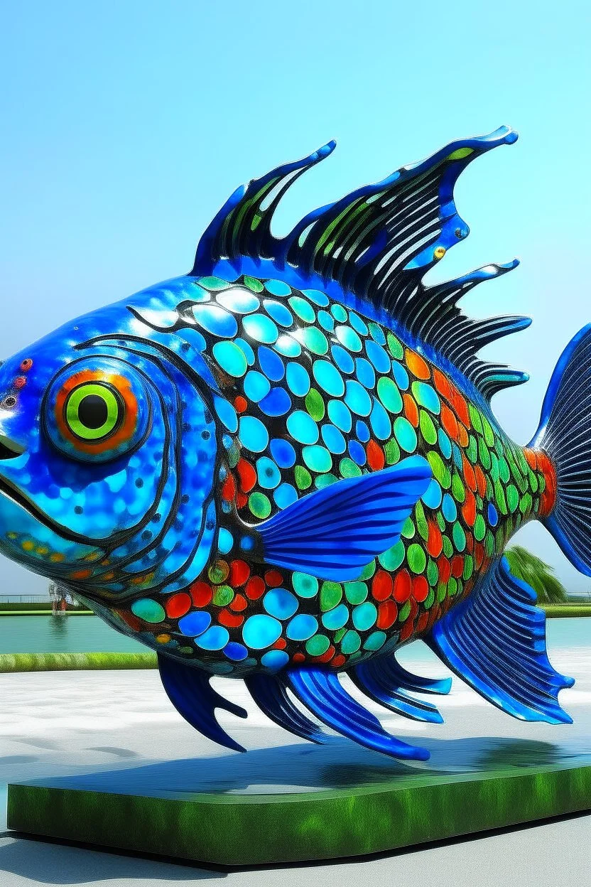 Mandarin Fish Installation, diving into the sea, head into the sea