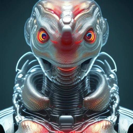 snake Galaxy robotic bloody 3d theeth body details horn metal silver hybrid Gold 8k Powerful portrait eyes glow render details bones horn weapons hyper chains red