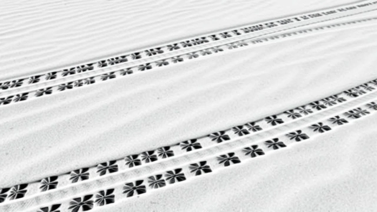 crisscrossing tire impressions in sand, black on white vector