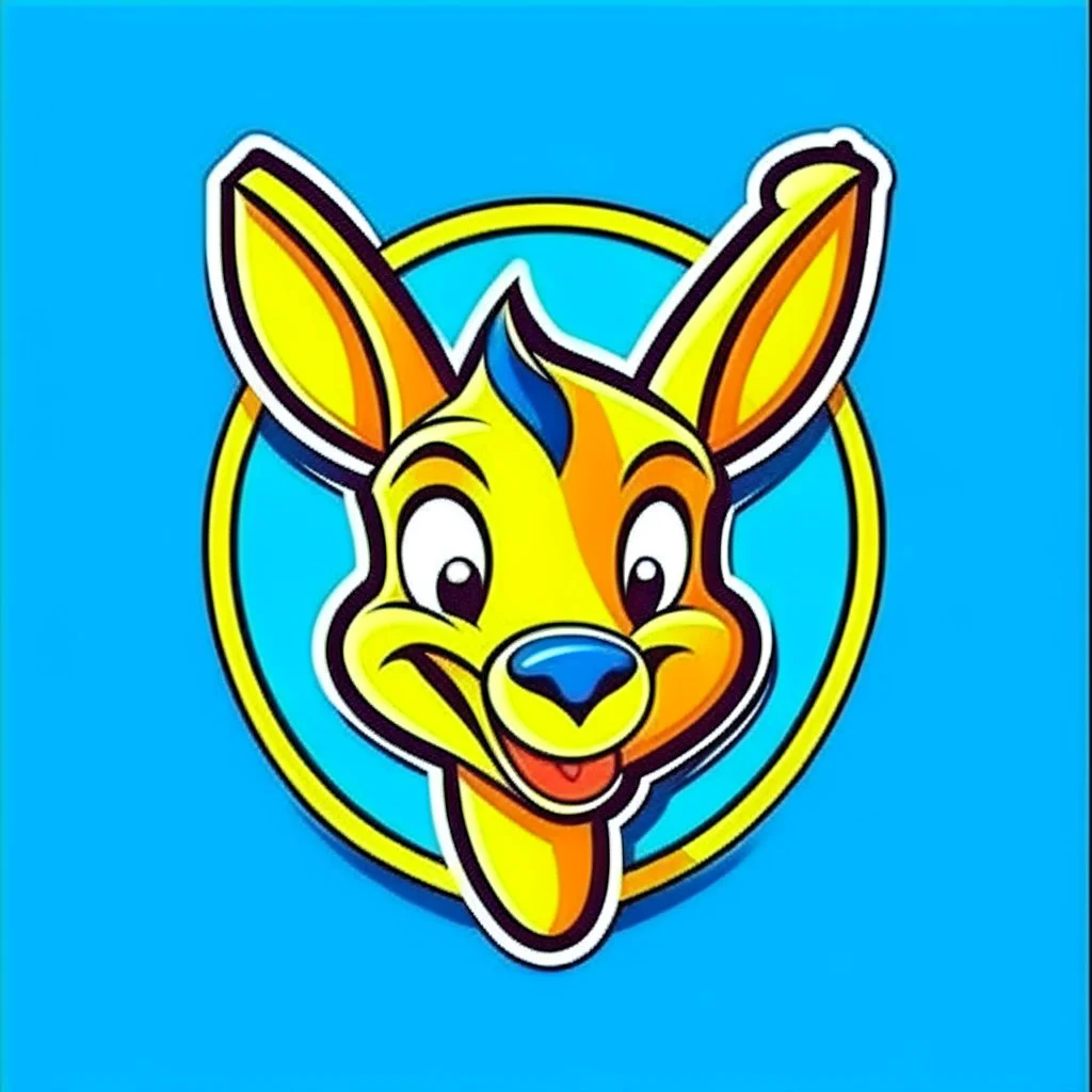 Kangaroo Mascot Logo in the style of 1997 pop culture.