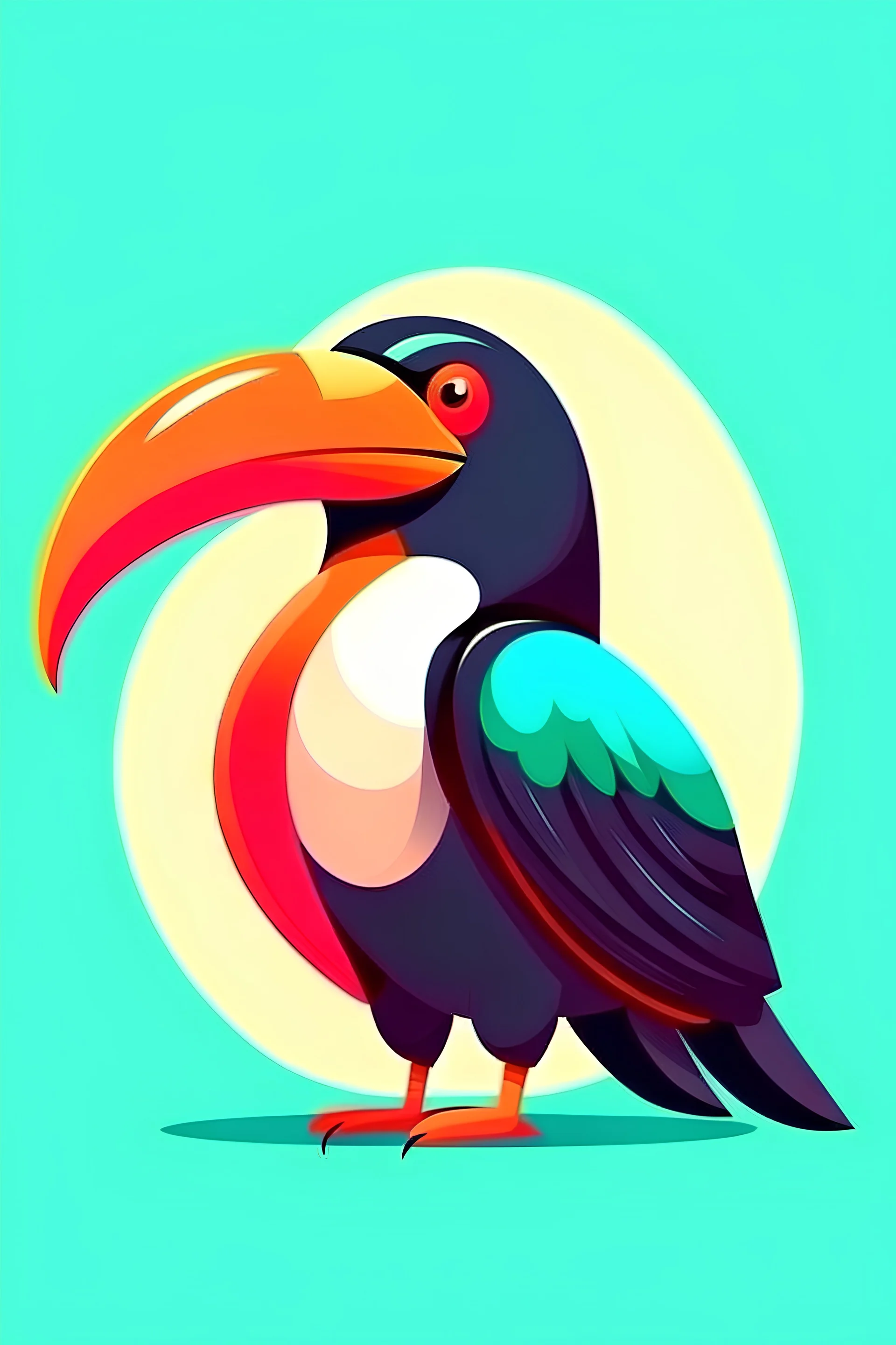 toucan with human expressions thinking simple ilustration