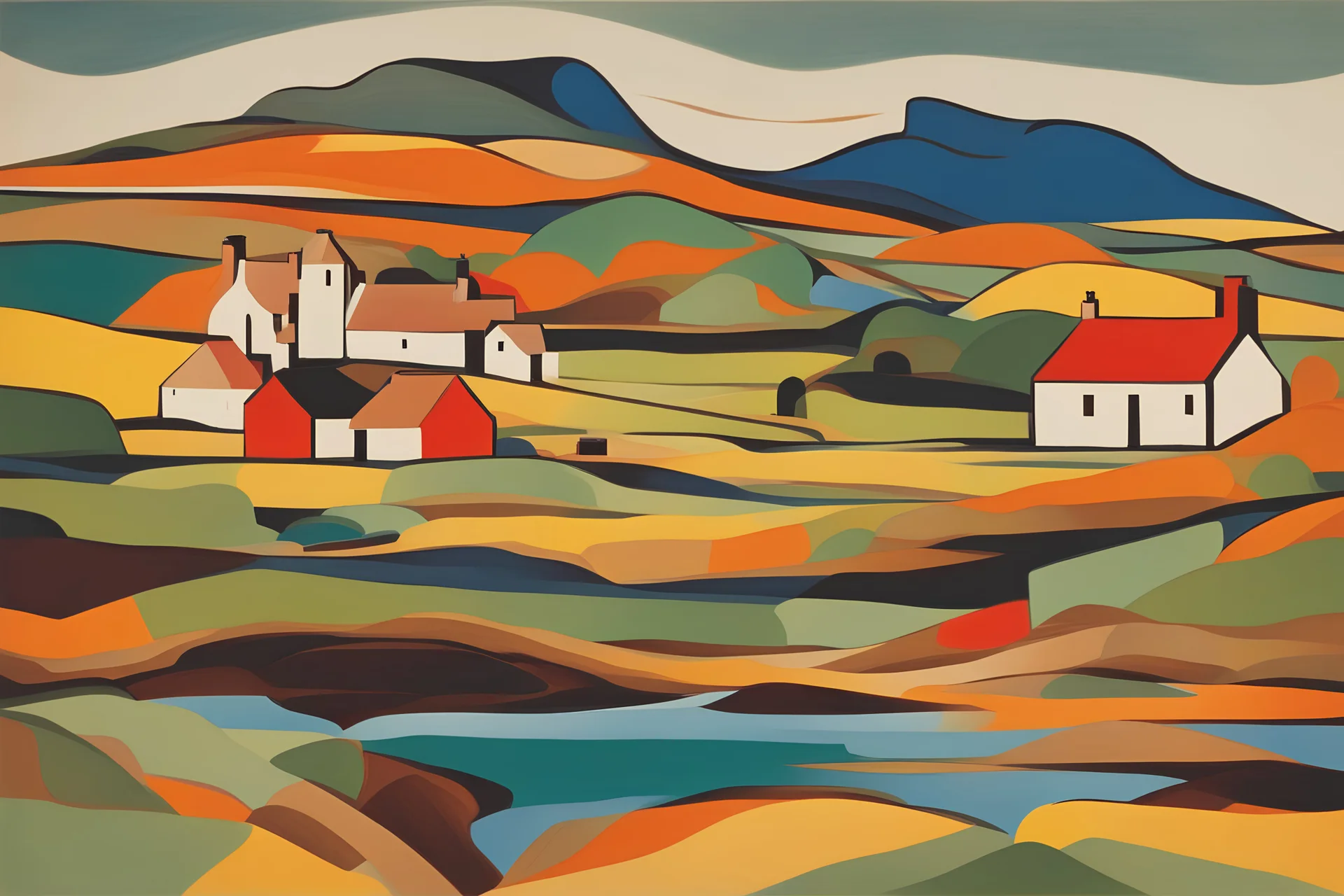 abstract landscape of iona in the style of Arne hiersoux