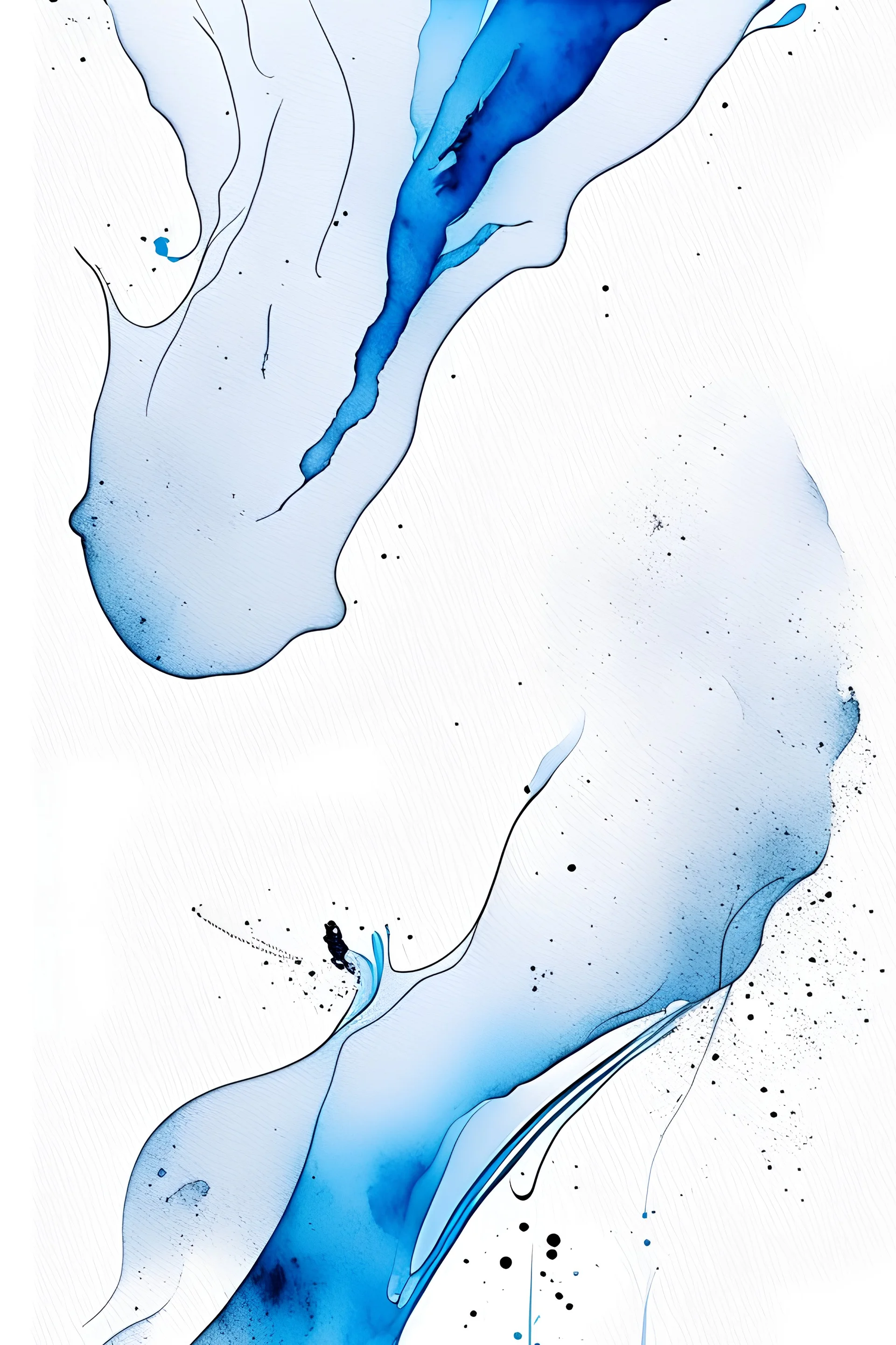 Abstract wet watercolour, grey blue