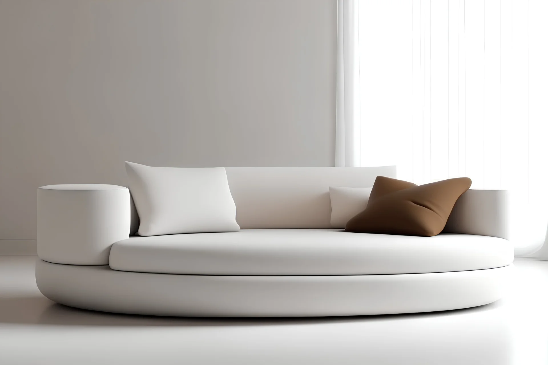 minimalist white curved sofa that is shaped like a stack of pancakes