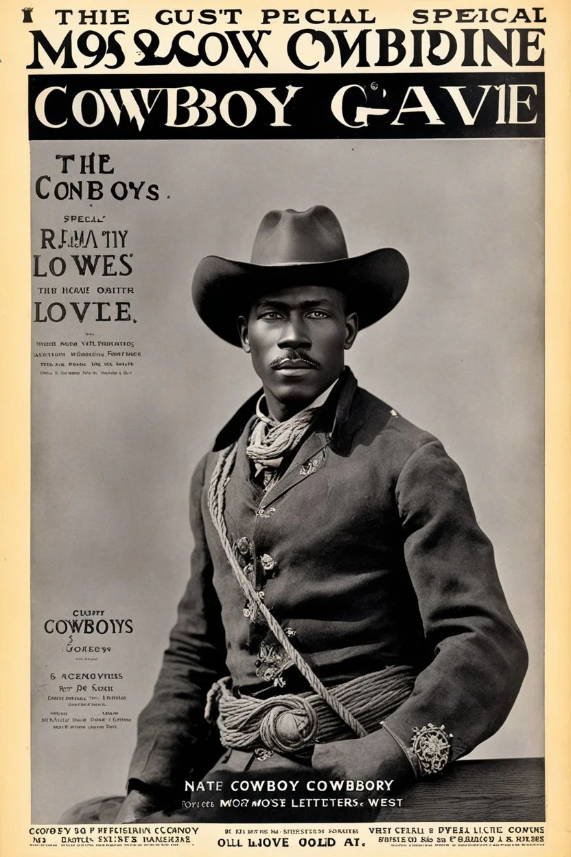 [high res photo cover] 1902 Cowboy magazine, special issue on Black cowboys, guest star: Nat Love, the most famous African cowboy of the Old West, [title of the mag in rope letters]