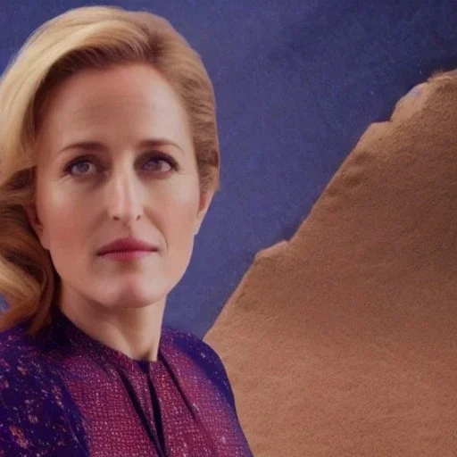 a magic carpet with Gillian Anderson riding it