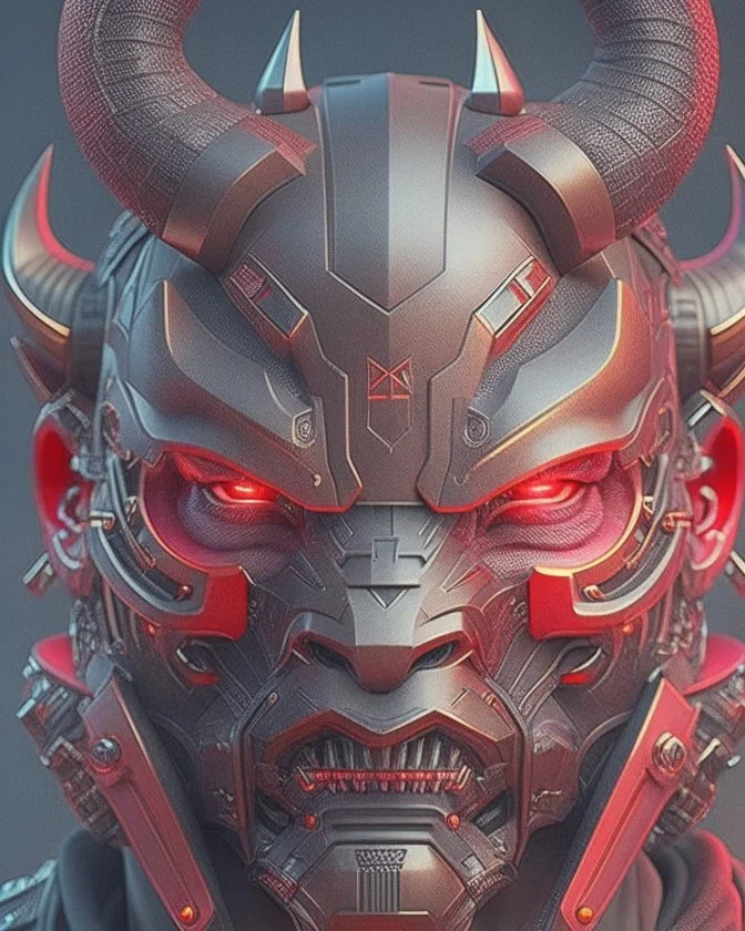 Best quality, masterpiece, ultra high definition,Futuristic, cyberpunk,Oni mask, Comic style