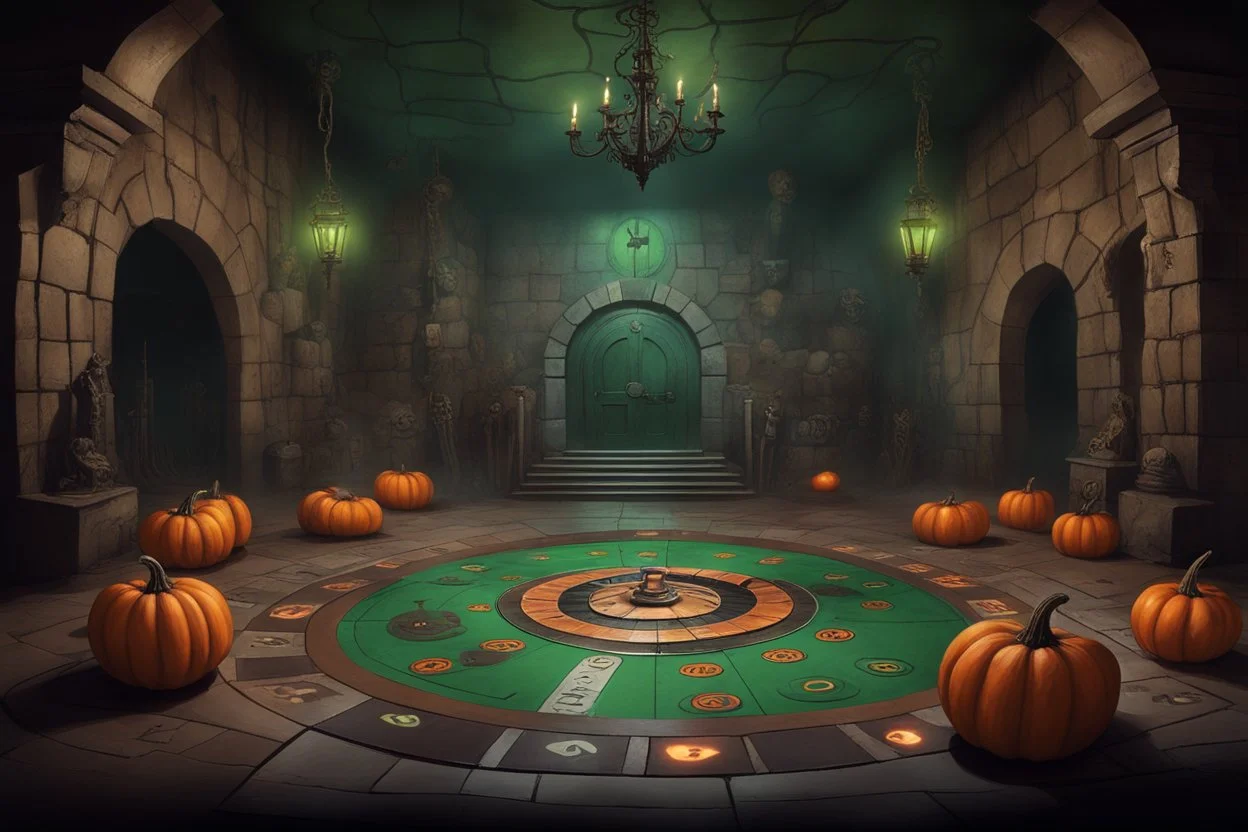 Склеп. Многоуровневое подземелье. Главный зал оформлен как игровое поле с огромной рулеткой на полу, тыквами с зелёным пламенем и жуткими декорациями, смешивающими атрибутику Хэллоуина и Рождества. Стиль Тима Бертона