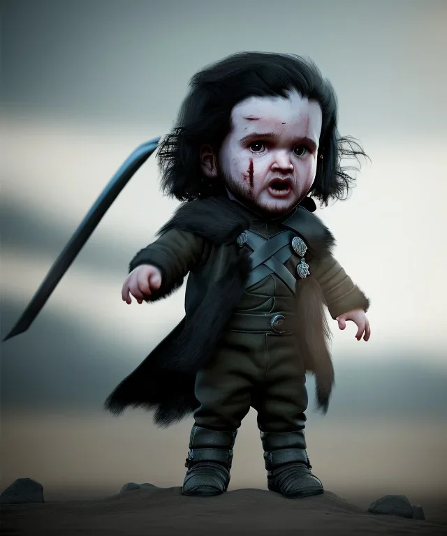 Jon snow toddler, full body, angry, dragon, dramatic lighting, hyper realistic