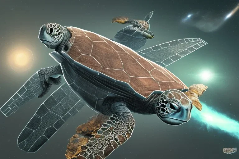 turtle spaceship with thrust and planet