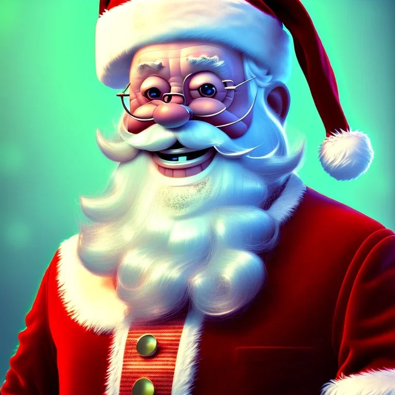  octane render, 8k, high detail, Santa , portrait, jolly, happy, laughing