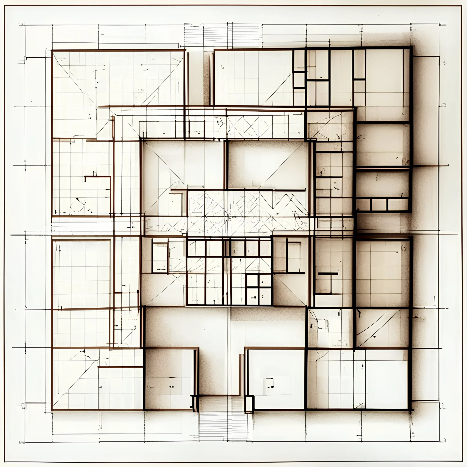 plan of the building for 50 squares, drawing with dimensional lines, signatures of rooms and squares