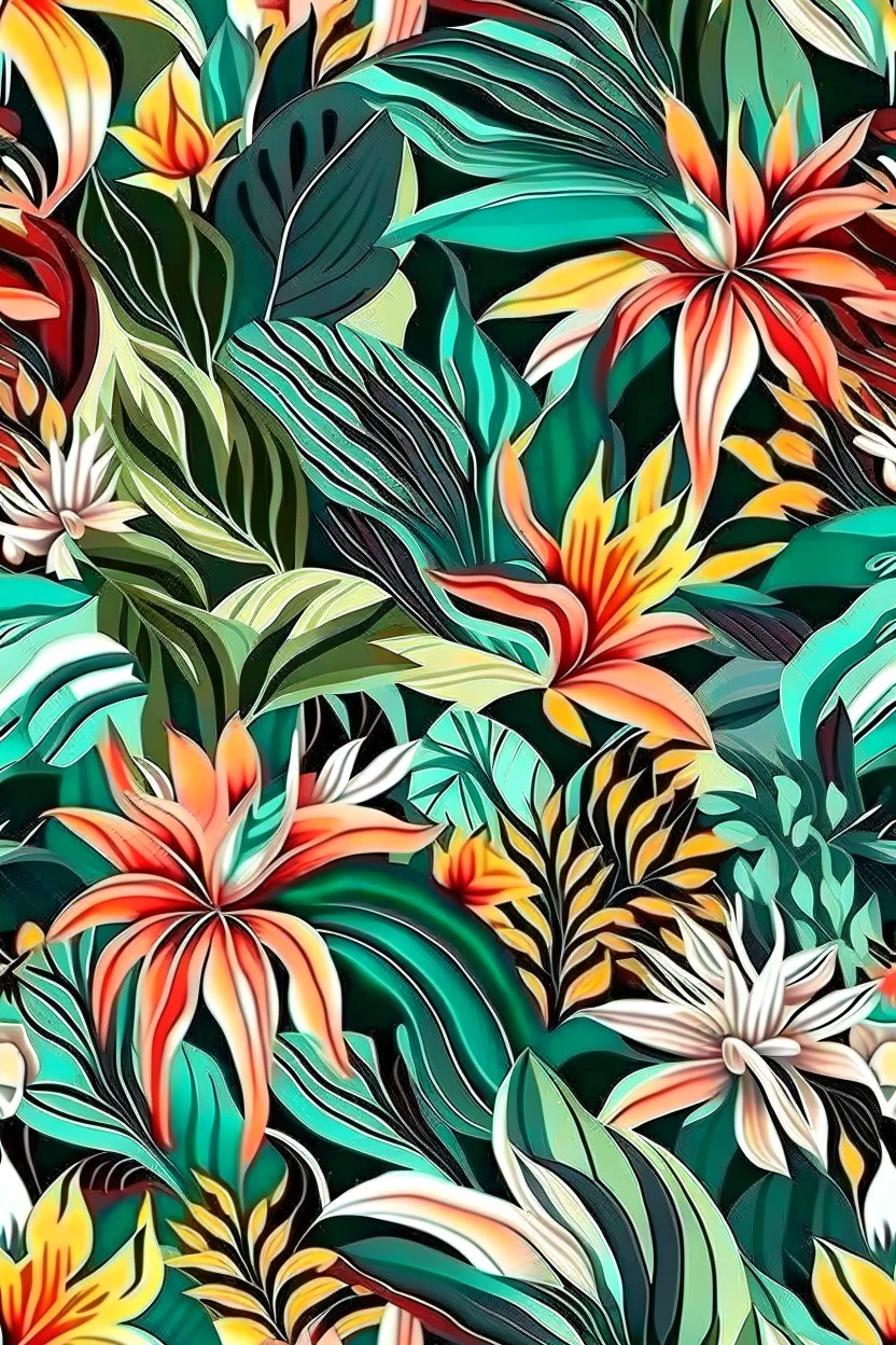 flowers floral pattern of jungle in the style of Georgia O’Keeffe 3d