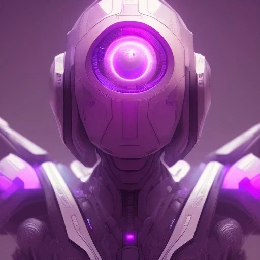 One eye robot, Sci-fi character, purple backlight, pink and purple, scifi suit, profile, purple background, pink lighting, futuristic