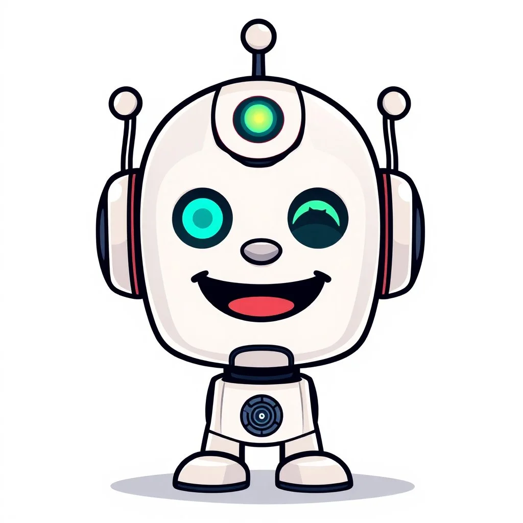 AI LOGO Robot simple, winking face happy