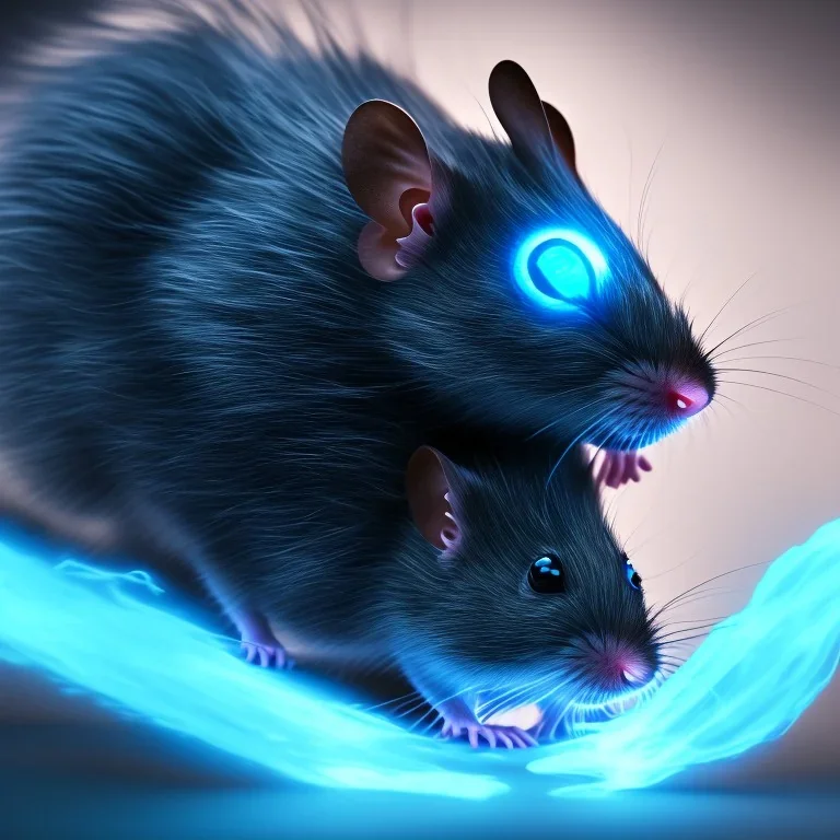 All Black Field mouse, cartoon, dark, high definition, ultra 8 k, volumetric lighting, blue fire,