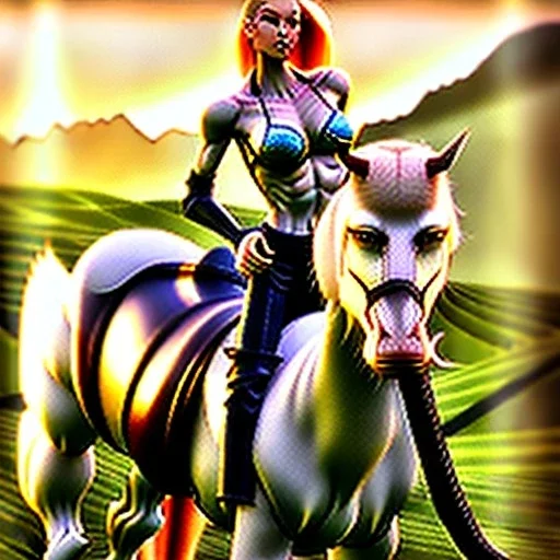 fullbody portrait of beautiful booty busty blonde with big green eyes woman riding a horse by Rafael 8k