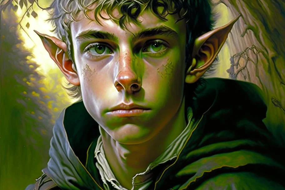 Epic portrait of a young elf teen boy by micheal whelan