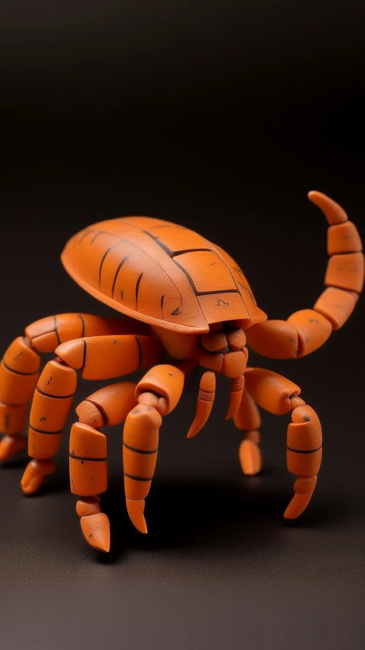 A light rosy orange colored fire elemental scorpion designed in Kuna molas painted by Lyonel Charles Feininger