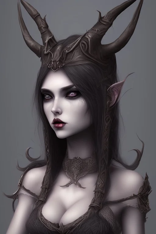 a gothic demon girl with horns