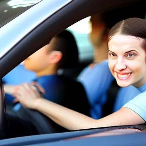 road head in a parked car