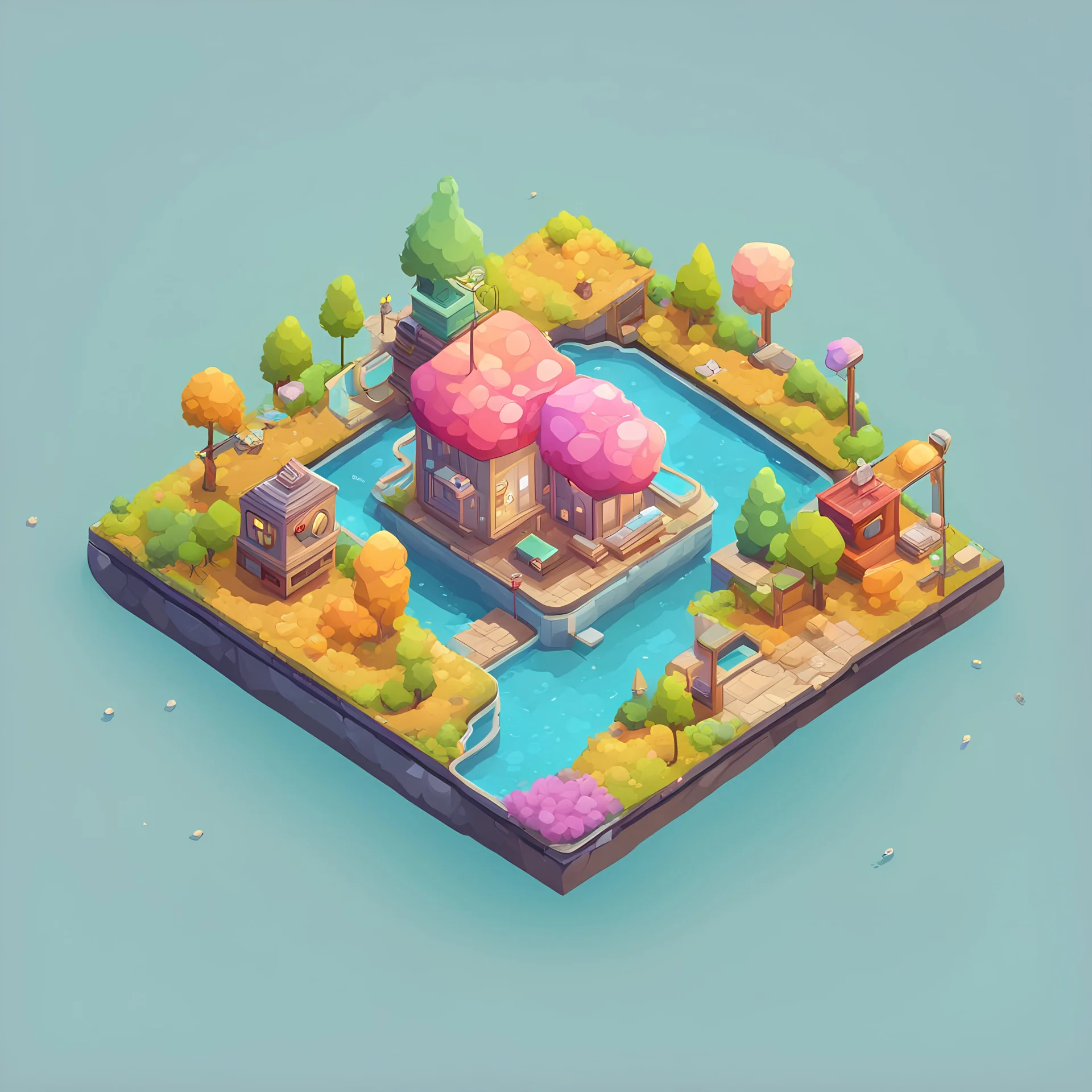 Sucker into cartoonist style model isometric top view for mobile game bright colors, color render hyper, lovely, surreal