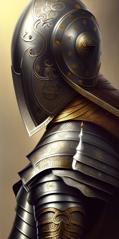  intricate, sharp focus, illustration, highly detailed, digital painting, concept art, matte, art germ and Paul Lewin and Kehinde Wiley, Medieval Arab knight, wearing a silver helmet engraved with Arabic motifs, black eye, chin